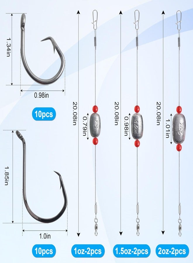 SILANON Saltwater Grouper Snapper Rigs Carolina Rig Bottom Surf Fishing Rigs with Egg Sinkers Weight Circle Hooks for Catfish Flounder Redfish Grouper Halibut Striper - Image 5